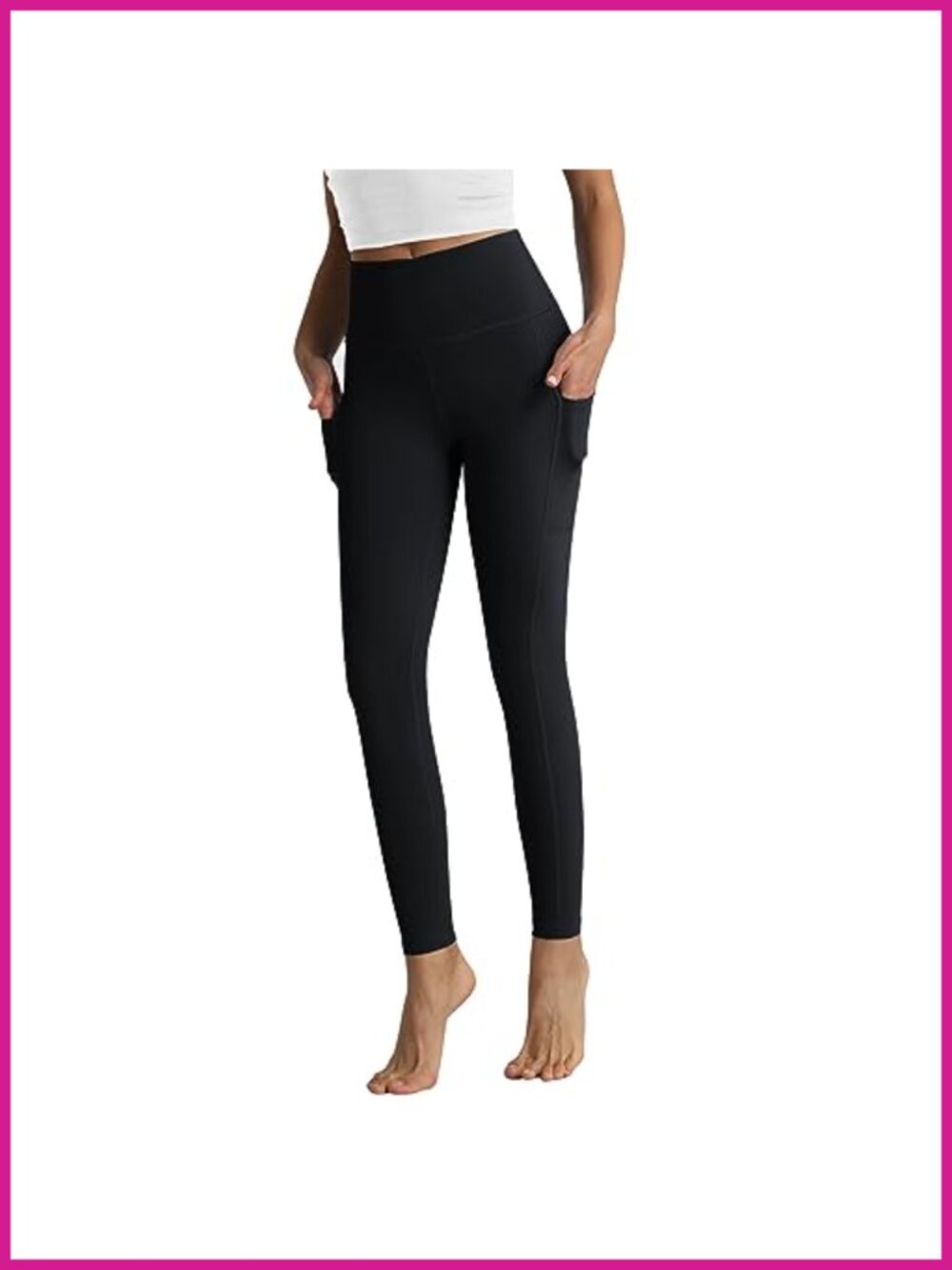 High Waist Cotton Leggings with Pockets Squat Proof Yoga Pants